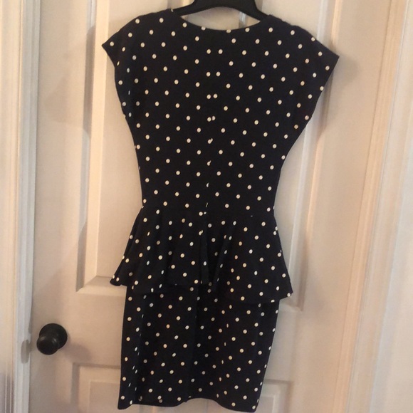 Vintage T Juniors Polka Dot Peplum Dress - Picture 6 of 8